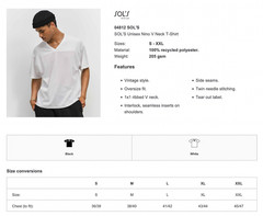 Recycled Polyester V-Neck Short Sleeve T-Shirt SOLS Oversize Fit Vee Neck Tee