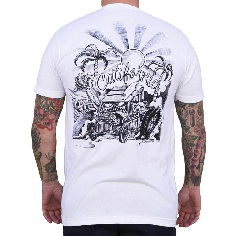 Men’s Long Beach California Surfing Buggy Tattoo Lowbrow Art White Tee T-shirt