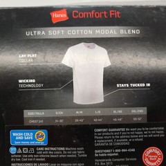 Hanes 4 Tagless T-Shirts Small 34-36″ Comfort Fit Soft White Lay Flat Collar