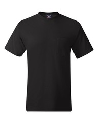 2 Pack Hanes Men’s Beefy-T Short Sleeve Cotton Pocket T-Shirt 5190 Black Large