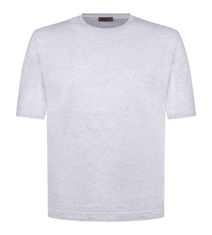 STILE LATINO t-shirt linen cotton EU 52 US 42 light gray melange normal fit