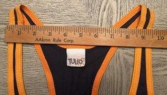 Tulio Tank Top Mesh Fishnet Muscle Sexy Clubwear Sz.L Navy Blue & Orange