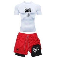 Mens Compression Set Gym Shirt Running Shorts Quick Dry Sportswear