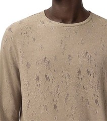 John Varvatos Collection Men’s Vera Distressed Jacquard Textured Crew Tee Haze