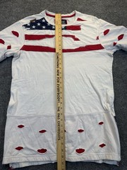 Heritage America Men’s Size Large USA Flag Distressed Longline Tee Zip Sides