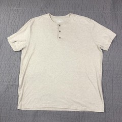 Fresh Clean Tees Shirt Men 2XL Tan Henley Short Sleeve Soft Tagless Button Tee