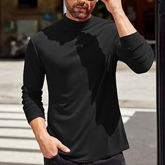 Men Long Sleeve T-shirt High Neck Jumper Undershirt Mock Neck Tops Pullover Slim