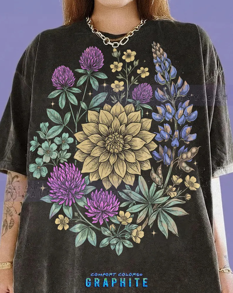 Vintage Floral Botanical Nature Plant Graphic Comfort Tee
