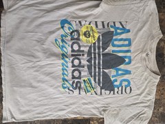 adidas Originals Men’s L Gray Trefoil Logo Graphic Tee Short Sleeve Crew Neck