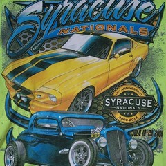 Rare Grail 2014 Syracuse Nationals Neon Green Racing Hotrod T-Shirt, Men’s XXL