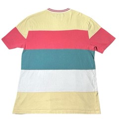 Aime Leon Dore Striped Ribbed Collar T Shirt Cream Red Green Men’s Size Medium