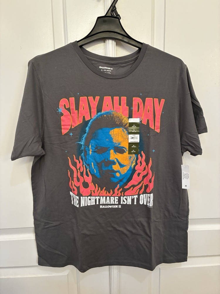 Halloween II Slay All Day Size XL Firey Mask Charcoal Universal City Studios New