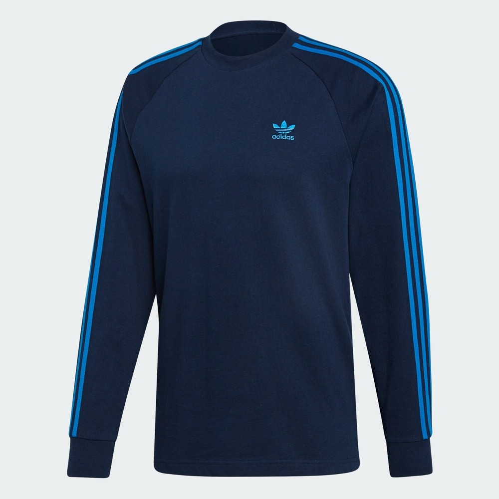 Adidas Originals 3 Stripe Long Sleeve Collegiate Navy T-Shirt Small Medium 2XL