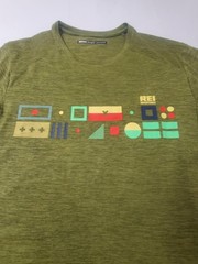 REI Co-op Graphic Performance T-Shirt Men Size Large Heather Green Outdoor Adult