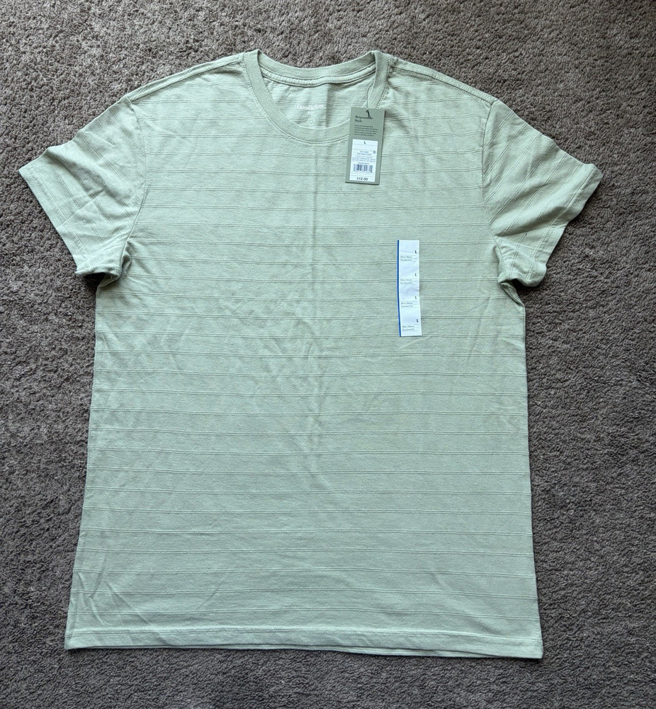 Goodfellow & Co Men’s L Standard Fit Crew Neck Short Sleeve Green Stripe Tee