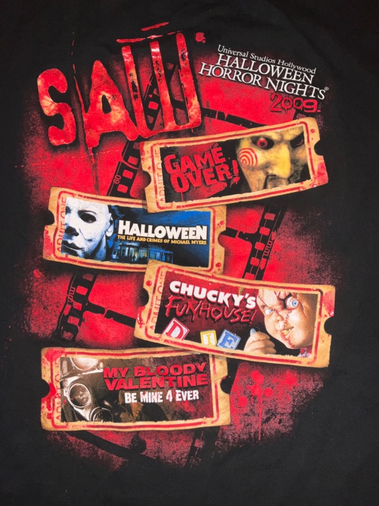2009 Universal Studios Halloween Horror Nights 19 T-Shirt 2XL Michael Myers SAW