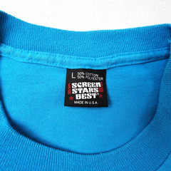 Vintage Liz Claiborne Sport T Shirt Large Blue Single Stitch Screen Stars 90s L