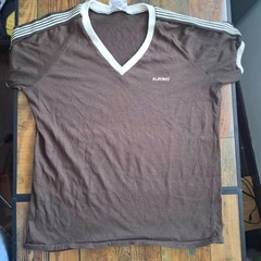 Vintage Playboy by Fitwear T-Shirt Australia Made Brown Ringer V-Neck Size 18k