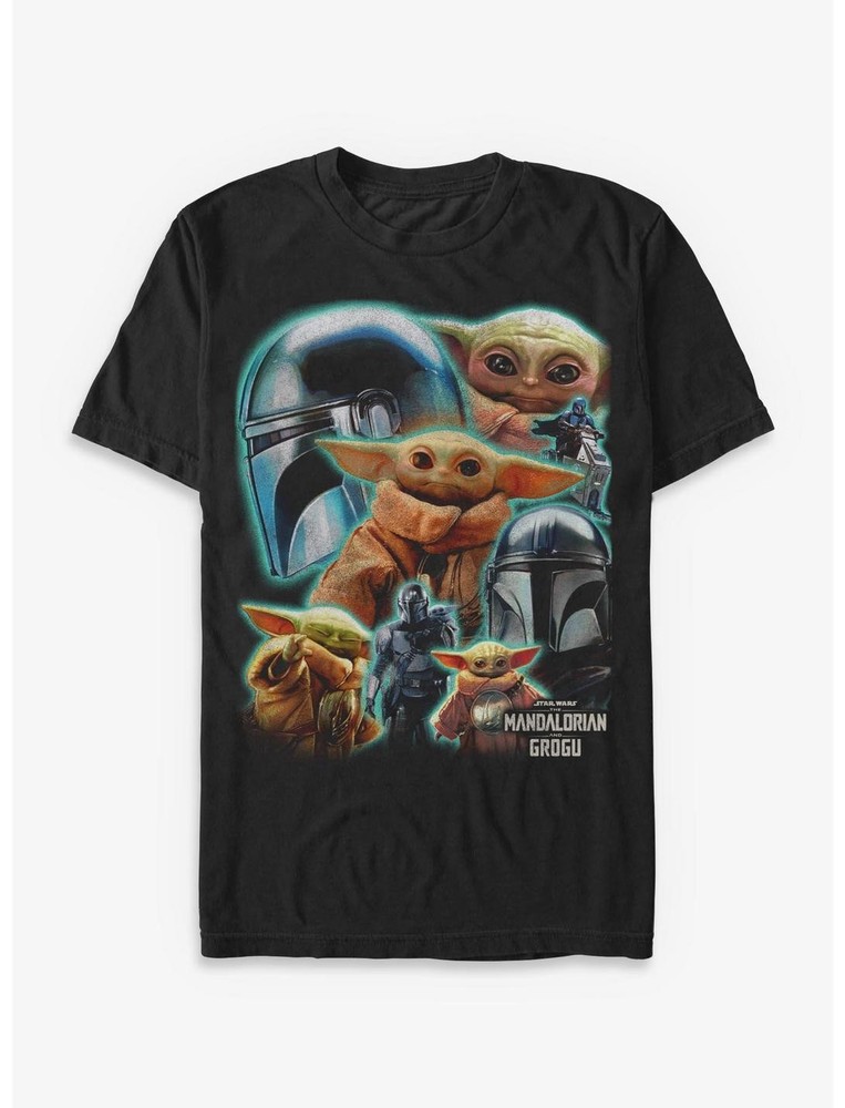 Vintage Star Wars Mandalorian Grogu T-Shirt Retro Baby Yoda Cosmic Collage