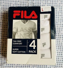 NEW FILA MENS SOFT COTTON T SHIRTS 4 PACK SIZE L LARGE White Tag Free