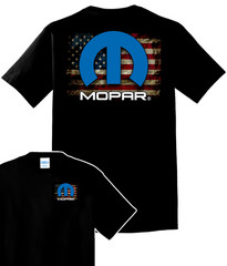 MOPAR “M” EMBLEM with American Flag Black T-Shirt (Licensed)