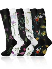 6 Pairs Christmas Compression Socks Women Men Knee High Compression Socks Sup…
