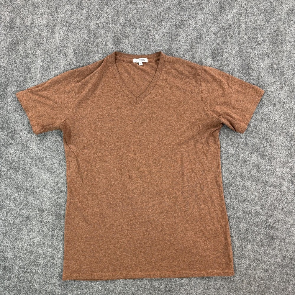 Gustin Shirt Mens Large Brown Heather V Neck Tri Blend T-Shirt California USA