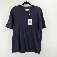 Collars & Co Cotton Silk T-Shirt Men’s Large Navy Blue Luxury Touch Minimalist
