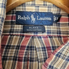Ralph Lauren Shirt Mens Large Cream Red Black Plaid Blake Short Sleeve Work Wear
