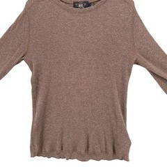 Double RL RRL Ralph Lauren Waffle Knit Long Sleeve Shirt Tee Brown Heather SMALL