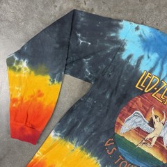 Led Zeppelin T Shirt Mens Large Multicolored Long Sleeve Tie Dye Flaws Preowned