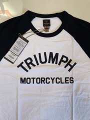 Triumph Motorcycles Saltern T Shirt Mens Large White Black Cotton Raglan Sleeve