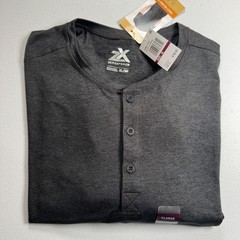 ZeroXposur Henley Melange Tee Shirt Gray Black Poly Spandex XL NWT