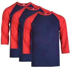 3 Packs Men’s 3/4 Sleeve Crew Neck Raglan Jersey Baseball Tee Shirts Size L