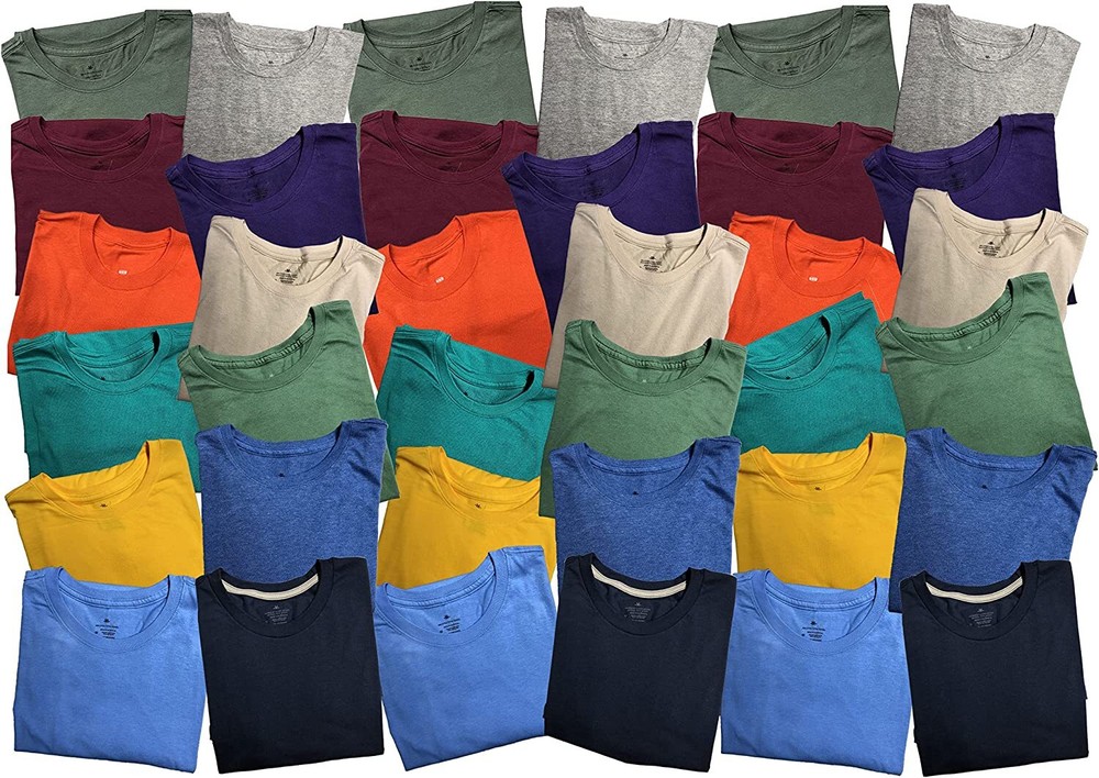 BILLIONHATS 36 Pack of Mens Plus Size Tshirts, Big & Tall, Colorful Packs