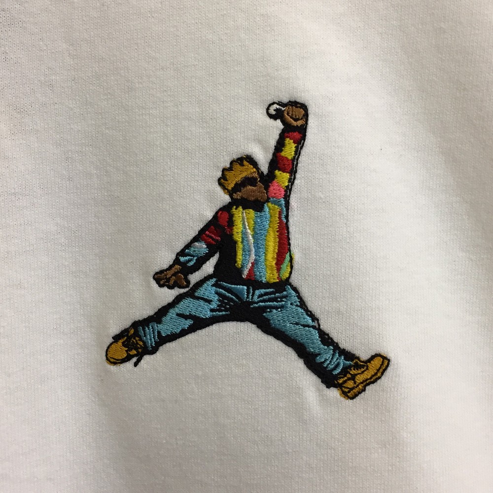 Biggie X Jordan Slam Dunk Embroidered Hip Hop Basketball White Tee T-Shirt by AF