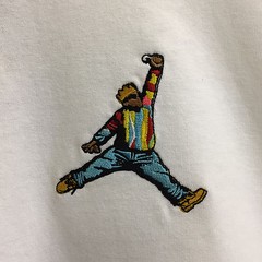 Biggie X Jordan Slam Dunk Embroidered Hip Hop Basketball White Tee T-Shirt by AF