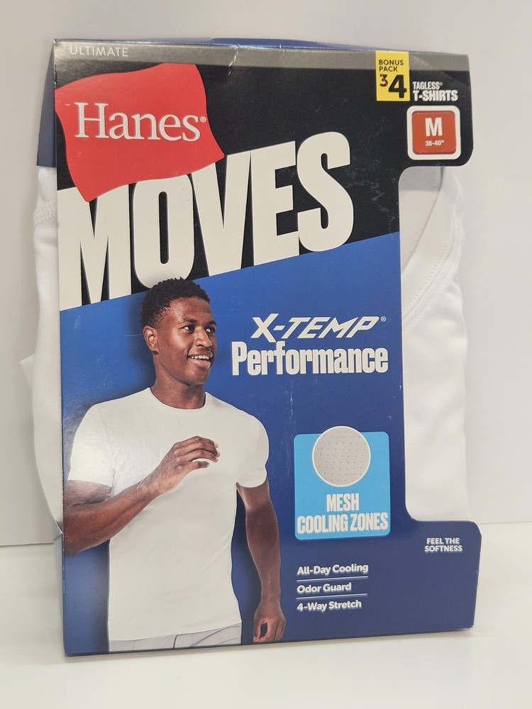 Hanes Moves Men’s X-Temp Performance Tagless Crew T-Shirts Size M 38-40 2 Shirts