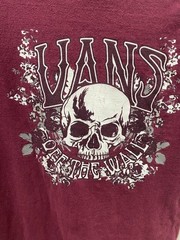 VANS Men’s Skull Rose Burgundy Short Sleeve Graphic Tee SZ S