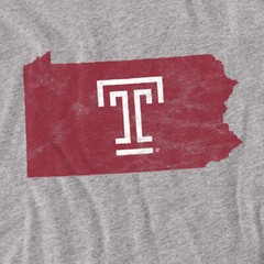 Temple University Adult T-Shirt Shape, Athletic Heather, S-5XL