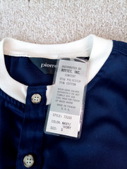 VTG NWT Pierre Cardin Men’s Sport Henley Shirt Navy Blue / White Stripe SMALL
