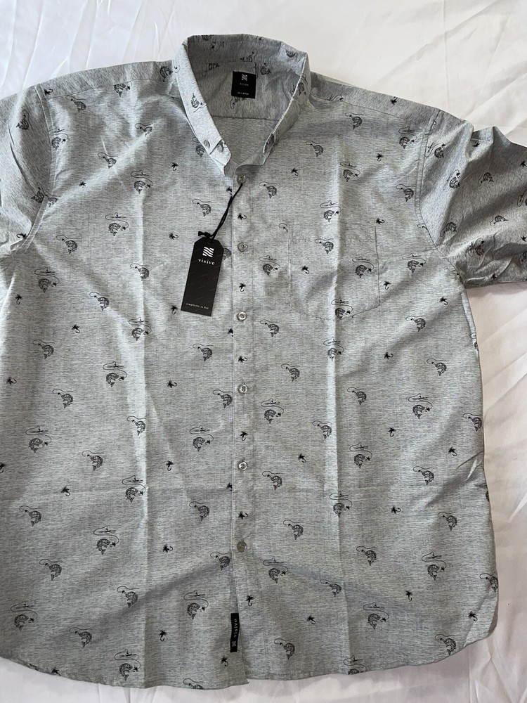 fish fishing tied lure shirt Gray 3XL new Bass Trout NEW with Tags