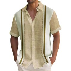 Men’s Casual Short Sleeve Shirt Beach Wedding Button-Up Dress Guayabera Cuban