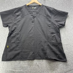 Four-Stretch Shirt Men 3XL Black V-Neck Twill Pockets Tagless Relaxed Fit