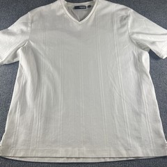 Murano Men’s Liquid Cotton Vneck Short Sleeve Shirt Textured While XL EUC