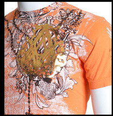 ARCHAIC by AFFLICTION Orange FAITH Short Sleeve Slim Fit Y2K T-shirt NWT