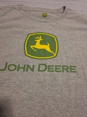 John Deere T Shirt Mens XL Gray Big Logo Graphic Tee Tractor Farm Equipment