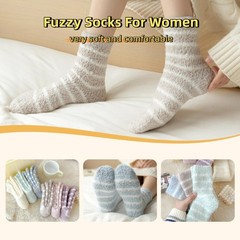 Women Fuzzy Slipper Socks Microfiber Soft Warm Cozy Plush Fluffy Fleece Winter