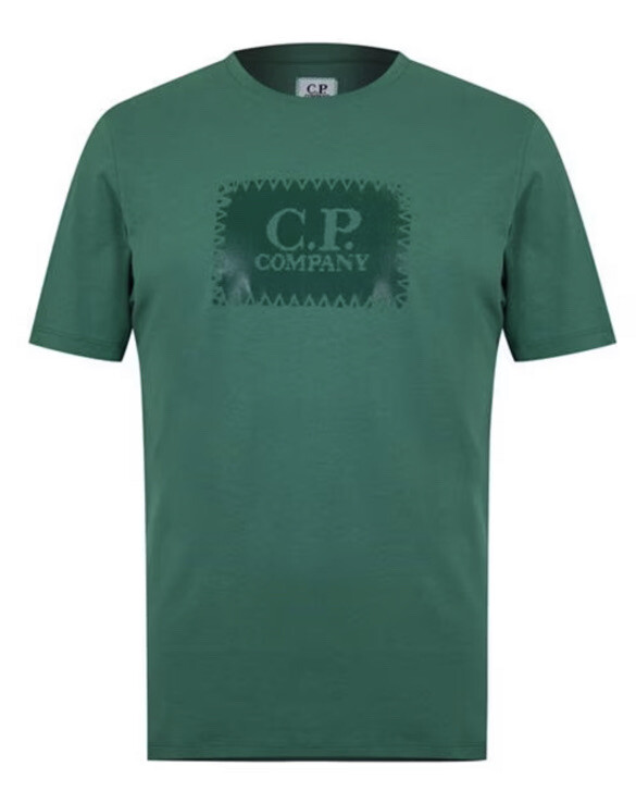 Men’s Cp Company 30/1 Block Logo T-shirt First Spruce Size Medium #W10