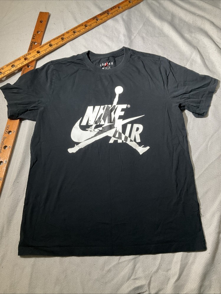 Nike Air Jordan Shirt Mens Large Black Jumpman Logo Casual Swoosh Graphic Tee